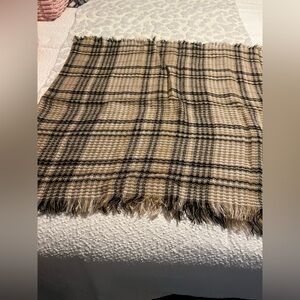 Plaid Tan and Black Women's Wrap Scarf
